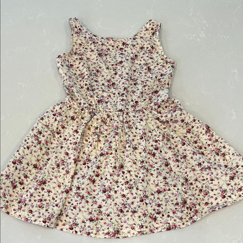 Weissman Floral Kids Dress - Cream and Pink